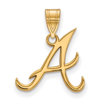 10k Gold Major League Baseball LogoArt Atlanta Braves Letter A Medium Pendant