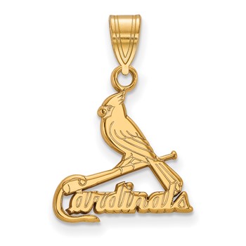 10k Gold Major League Baseball LogoArt St. Louis Cardinals Bird and Bat Medium Pendant