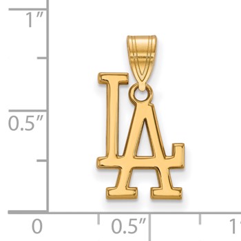 14k Gold Major League Baseball LogoArt Los Angeles Dodgers L-A Medium Pendant — alternate view