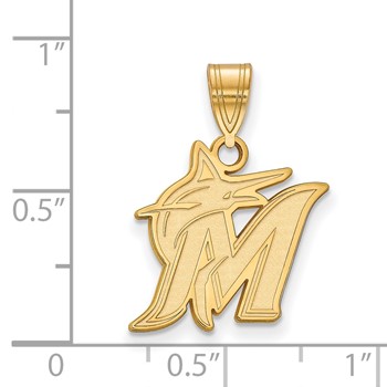 14k Gold Major League Baseball LogoArt Miami Marlins Letter M Medium Pendant — alternate view
