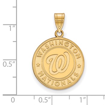 Sterling Silver Gold Plated Major League Baseball LogoArt Washington Nationals Large Pendant — alternate view