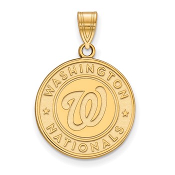 Sterling Silver Gold Plated Major League Baseball LogoArt Washington Nationals Large Pendant