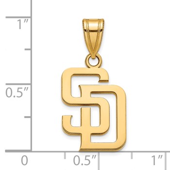10k Gold Major League Baseball LogoArt San Diego Padres Letters S-D Medium Pendant — alternate view