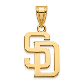 10k Gold Major League Baseball LogoArt San Diego Padres Letters S-D Medium Pendant
