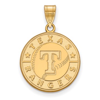 14k Gold Major League Baseball LogoArt Texas Rangers Letter T Baseball Large Pendant
