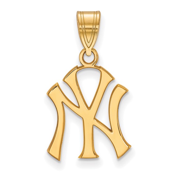 アクセサリー 14K New York Yankees top 14K Gold Plated Iced CZ NY New York Yankees Pendant + 30