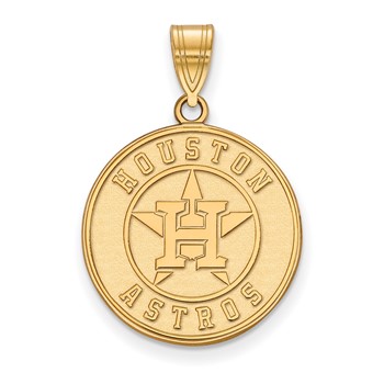 10k Gold Major League Baseball LogoArt Houston Astros Circle Large Pendant