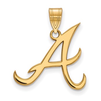 14k Gold Major League Baseball LogoArt Atlanta Braves Letter A Large Pendant