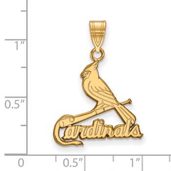 10k Gold Major League Baseball LogoArt St. Louis Cardinals Bird and Bat Large Pendant — alternate view