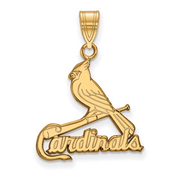 10k Gold Major League Baseball LogoArt St. Louis Cardinals Bird and Bat Large Pendant