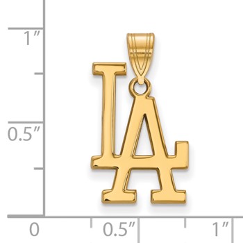 Sterling Silver Gold Plated Major League Baseball LogoArt Los Angeles Dodgers Large Pendant — alternate view