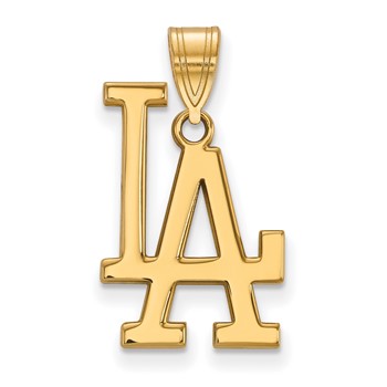 Sterling Silver Gold Plated Major League Baseball LogoArt Los Angeles Dodgers Large Pendant
