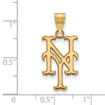 10k Gold Major League Baseball LogoArt New York Mets N-Y Large Pendant — alternate view