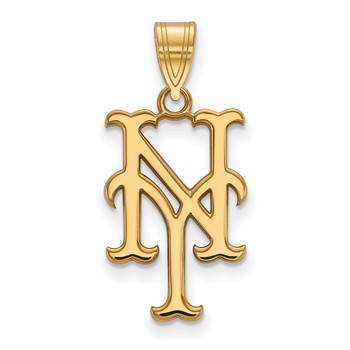 10k Gold Major League Baseball LogoArt New York Mets N-Y Large Pendant