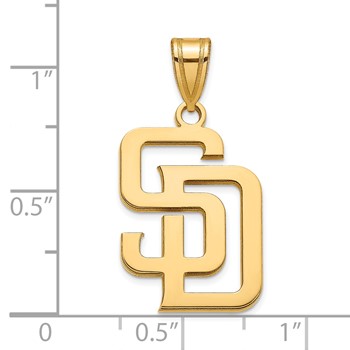 14k Gold Major League Baseball LogoArt San Diego Padres Letters S-D Large Pendant — alternate view