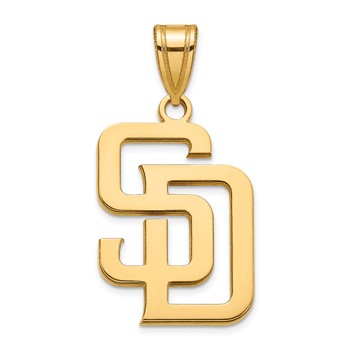 14k Gold Major League Baseball LogoArt San Diego Padres Letters S-D Large Pendant