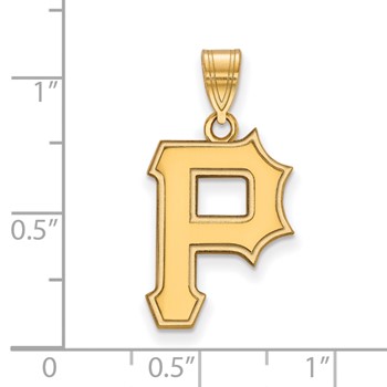 14k Gold Major League Baseball LogoArt Pittsburgh Pirates Letter P Large Pendant — alternate view