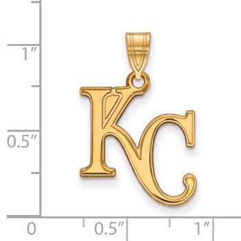 10k Gold Major League Baseball LogoArt Kansas City Royals Letters K-C Large Pendant — alternate view
