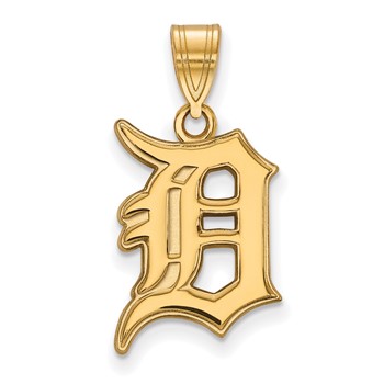 14k Gold Major League Baseball LogoArt Detroit Tigers Letter D Large Pendant