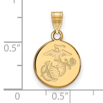 Gold Plated SS Small U.S. Marine Corps Disc Pendant — alternate view