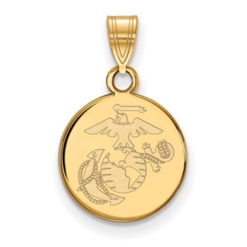Gold Plated SS Small U.S. Marine Corps Disc Pendant