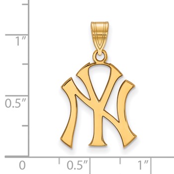 10k Gold Major League Baseball LogoArt New York Yankees N-Y Large Pendant — alternate view