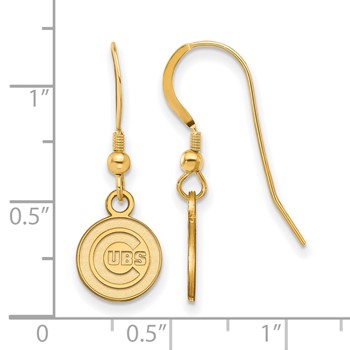 Sterling Silver Gold Plated Major League Baseball LogoArt Chicago Cubs Dangle Earrings — alternate view