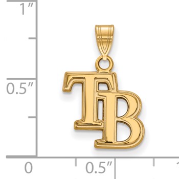 10k Gold Major League Baseball LogoArt Tampa Bay Rays Letters T-B Small Pendant — alternate view