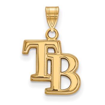 10k Gold Major League Baseball LogoArt Tampa Bay Rays Letters T-B Small Pendant