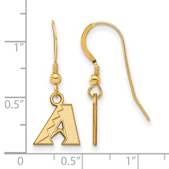 Sterling Silver Gold Plated Major League Baseball LogoArt Arizona Diamondbacks Dangle Earrings — alternate view