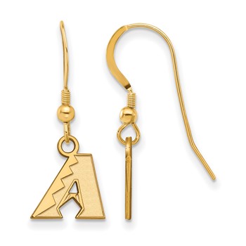 Sterling Silver Gold Plated Major League Baseball LogoArt Arizona Diamondbacks Dangle Earrings