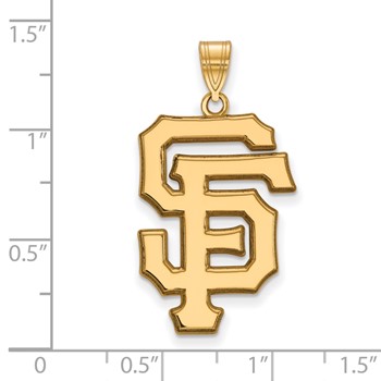 Sterling Silver Gold Plated Major League Baseball LogoArt San Francisco Giants Extra Large Pendant — alternate view