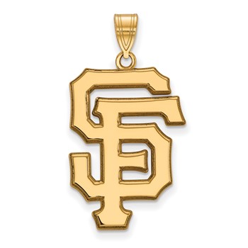 Sterling Silver Gold Plated Major League Baseball LogoArt San Francisco Giants Extra Large Pendant