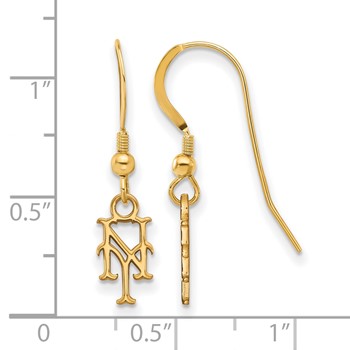Sterling Silver Gold Plated Major League Baseball LogoArt New York Mets Dangle Earrings — alternate view