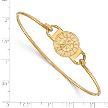 Sterling Silver Gold Plated Major League Baseball LogoArt Seattle Mariners Wire Bangle — alternate view