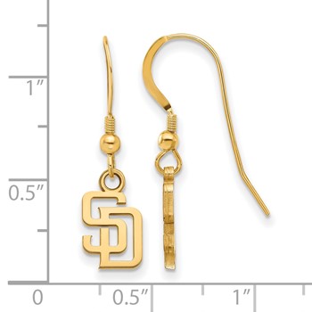 Sterling Silver Gold Plated Major League Baseball LogoArt San Diego Padres S-D Dangle Earrings — alternate view