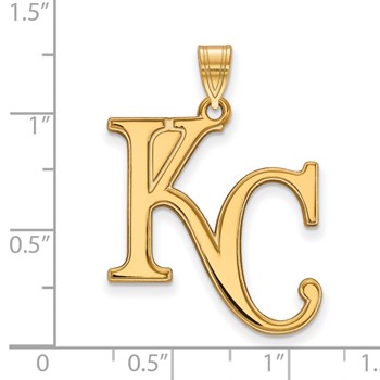 10k Gold Major League Baseball LogoArt Kansas City Royals Letters K-C Extra Large Pendant — alternate view