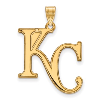 10k Gold Major League Baseball LogoArt Kansas City Royals Letters K-C Extra Large Pendant