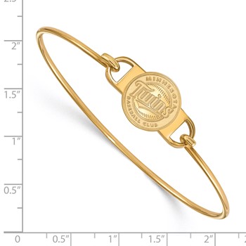 Sterling Silver Gold Plated Major League Baseball LogoArt Minnesota Twins Wire Bangle — alternate view