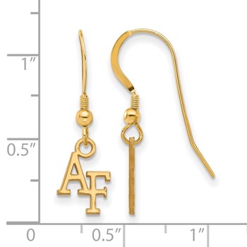 Sterling Silver Gold-plated LogoArt United States Air Force Academy A-F Extra Small Dangle Wire Earrings — alternate view