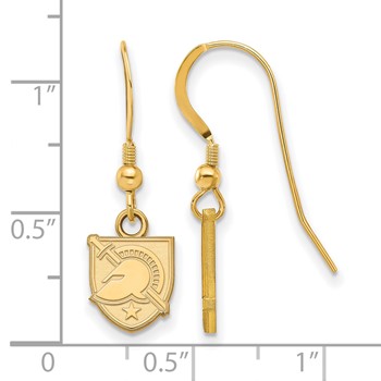 Sterling Silver Gold-plated LogoArt U.S. Military Academy Letter A Extra Small Dangle Wire Earrings — alternate view