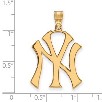 Sterling Silver Gold Plated Major League Baseball LogoArt New York Yankees Extra Large Pendant — alternate view