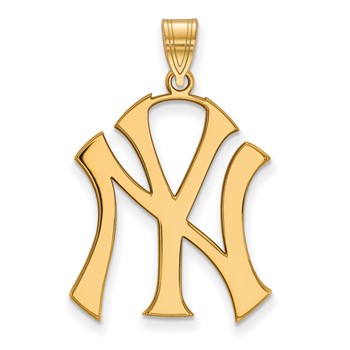 Sterling Silver Gold Plated Major League Baseball LogoArt New York Yankees Extra Large Pendant
