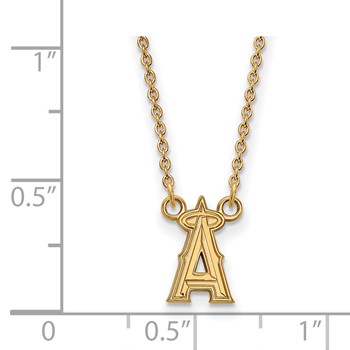 14k Gold Major League Baseball LogoArt Los Angeles Angels Letter A Pendant Necklace — alternate view
