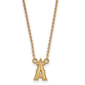 14k Gold Major League Baseball LogoArt Los Angeles Angels Letter A Pendant Necklace