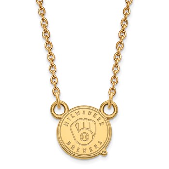 14k Gold Major League Baseball LogoArt Milwaukee Brewers Letter M Small Pendant Necklace