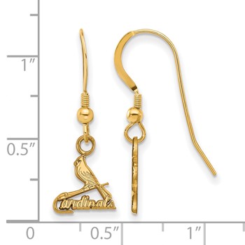 Sterling Silver Gold Plated Major League Baseball LogoArt St. Louis Cardinals Dangle Earrings — alternate view