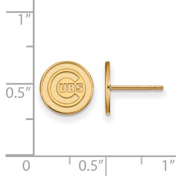 14k Gold Major League Baseball LogoArt Chicago Cubs Extra Small Post Earrings — alternate view