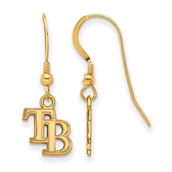 Sterling Silver Gold Plated Major League Baseball LogoArt Tampa Bay Rays Dangle Earrings