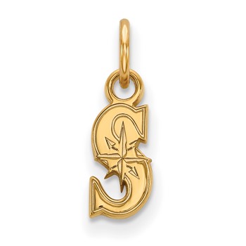 10k Gold Major League Baseball LogoArt Seattle Mariners Letter S Extra Small Pendant